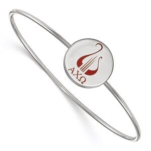Sterling Silver Alpha Chi Omega Enamel Lyre Bangle - 7 in.